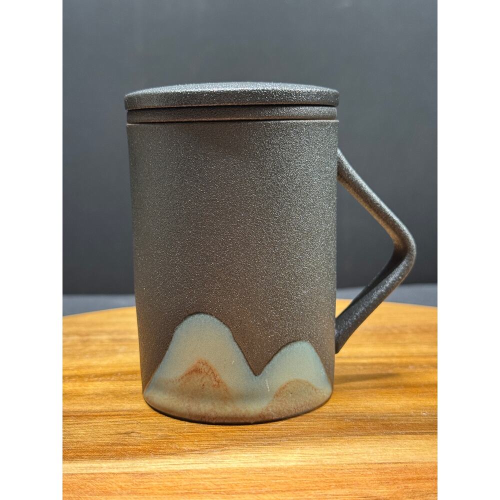 Wenshuo Japanese-Style Pottery Teacup with Infuser & Lid – 9.2 oz, 4.5” Tall